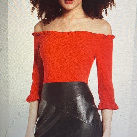 ISO socialite off the shoulder red bodysuit! Small - Picture 1 of 1